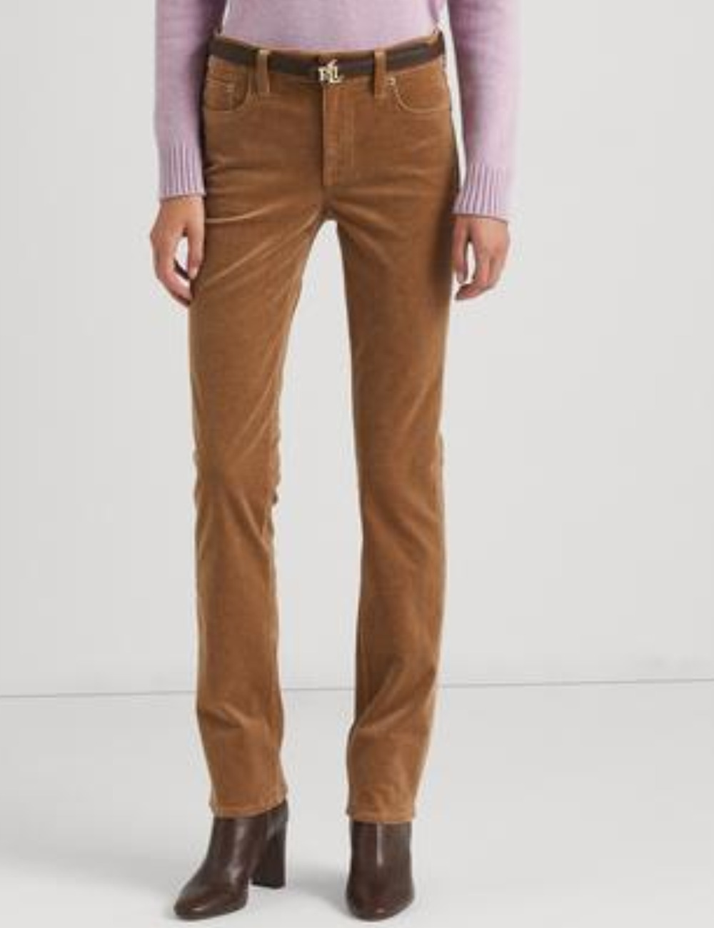 Lauren Ralph Lauren Stretch Corduroy Straight Pants Camel Petite Size 4P